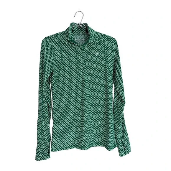 AriatTEK Cold Series Womens Medium Green Geometric Quarter Zip Base Layer Top - Picture 1 of 8